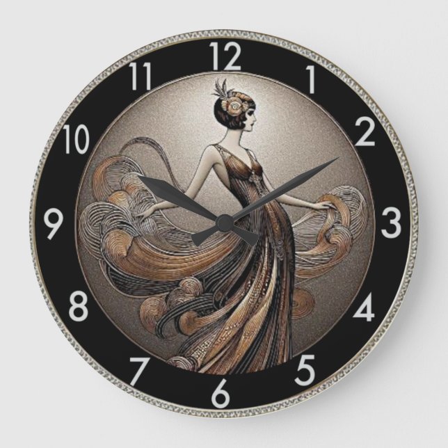 Art Deco Girl Large Clock (Front)