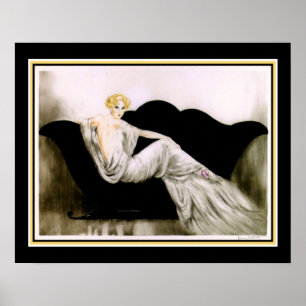 Art Deco "Girl On The Black Sofa" Poster