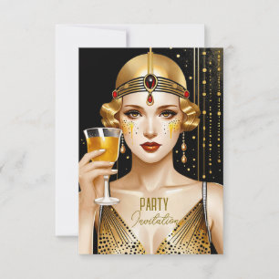 Art Deco Girl Party Invitation