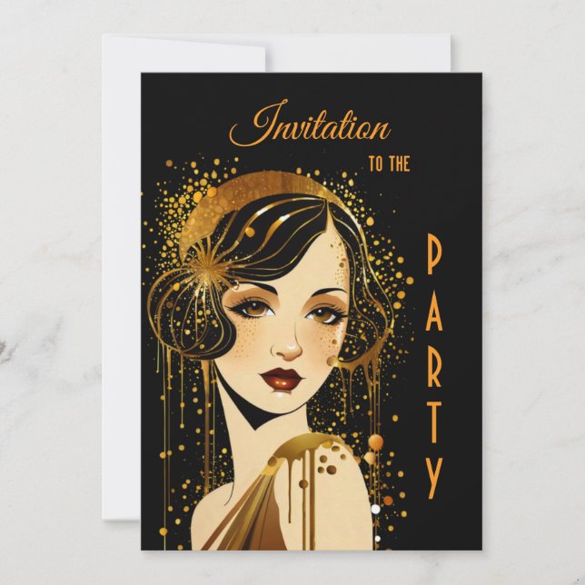 Art Deco Girl Party Invitation (Front)