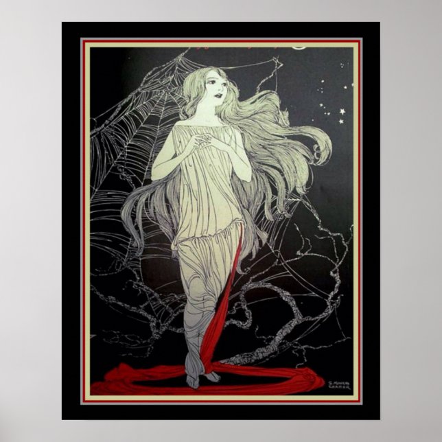 Art Deco "Girl & The Spider Web" 16 x 20 Poster (Front)