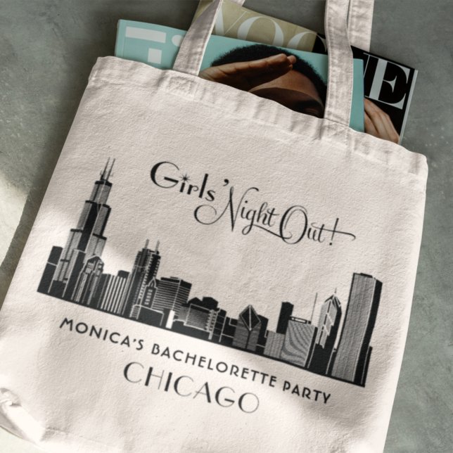 Art Deco Girls Night Out Chicago Skyline Tote Bag (Creator Uploaded)