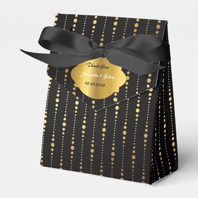 Art Deco Glam Golden Wedding  Favor Thank You Boxes (Front Side)