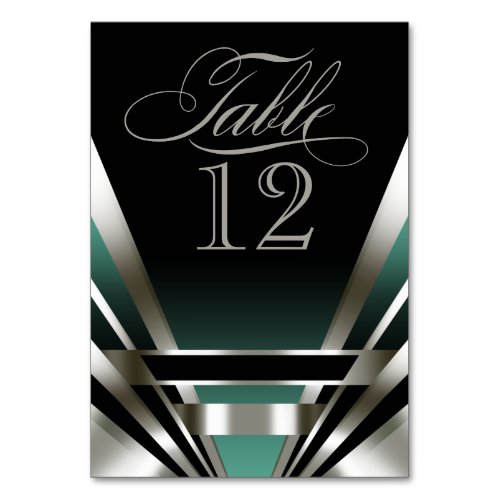 Art Deco Glam Nouveau Table Numbers  teal