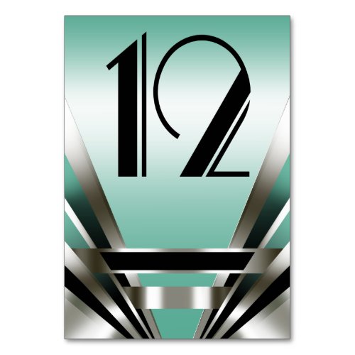 Art Deco Glam Nouveau Table Numbers  teal