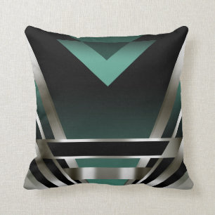 Art Deco Glam Nouveau teal Throw Pillow