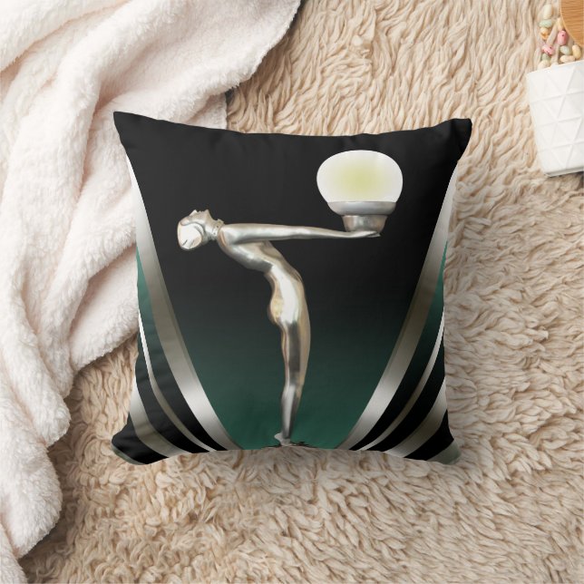 Art Deco Glam Nouveau teal Throw Pillow Zazzle