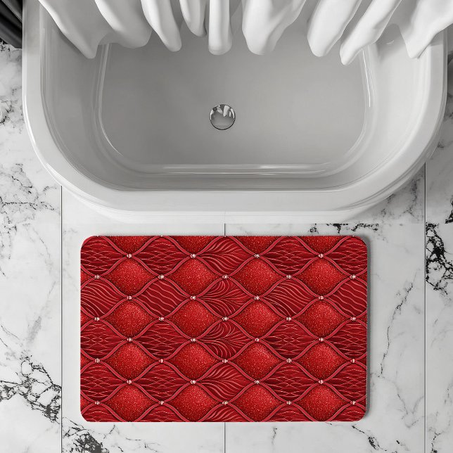 Art Deco Glam Red Valentines Pattern Bath Mat (Creator Uploaded)