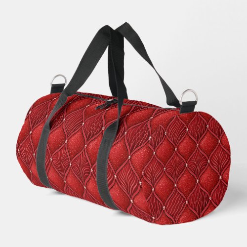 Art Deco Glam Red Valentines Pattern Duffle Bag