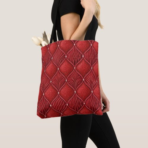 Art Deco Glam Red Valentines Pattern Tote Bag