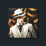 Art Deco Glam: Silver Man Canvas Print<br><div class="desc">Glamorous 20's style Art Deco portrait of a sharply dressed man</div>