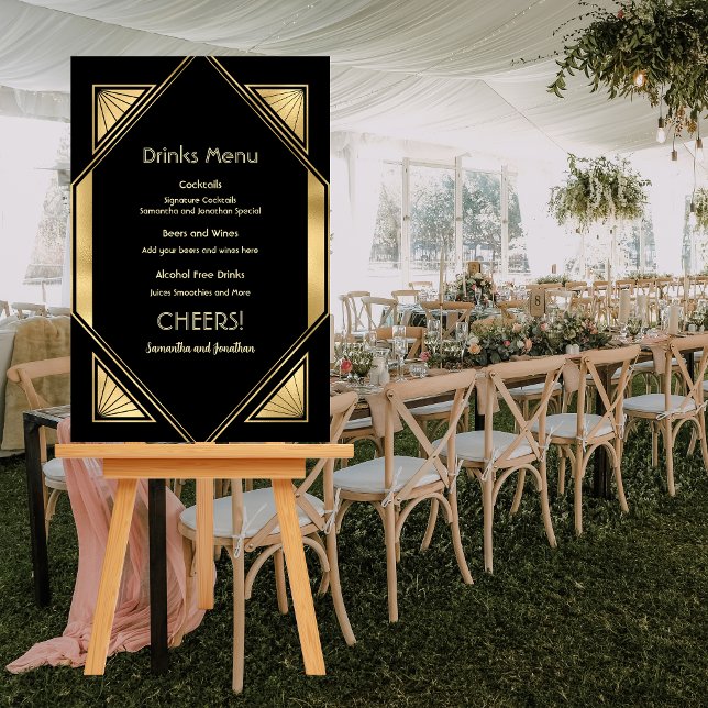 Art Deco Glam Vintage Drinks Menu Sign (Creator Uploaded)