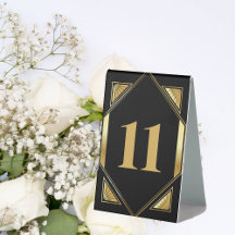 Art Deco Glam Vintage Gold on Black table number