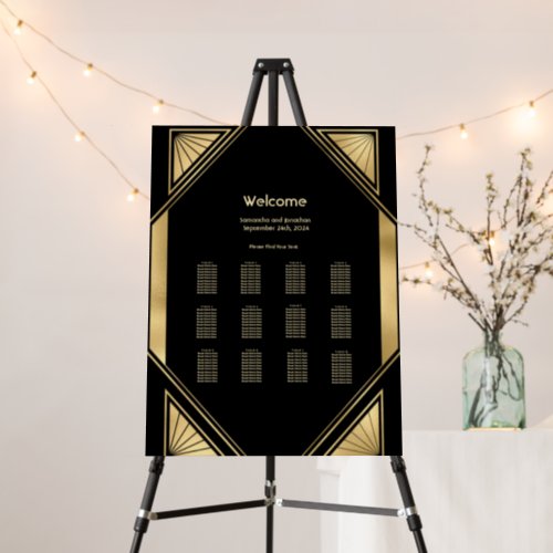 Art Deco Glam Vintage Seating Chart Sign