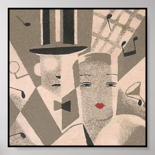 Art Deco Glamor Couple Vintage Japanese Poster