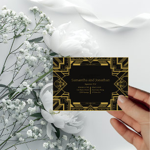 Art Deco Glamorous Gold on Black Rehearsal  Card