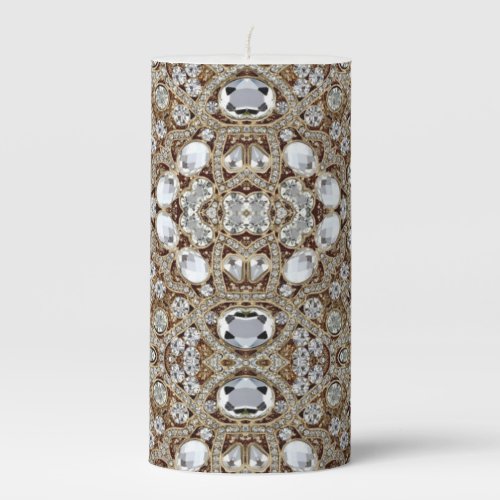  Art Deco Glamorous Vintage Fashion Beige Gold Pillar Candle