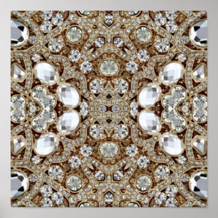 Art Deco Glamorous Vintage Fashion Beige Gold Poster