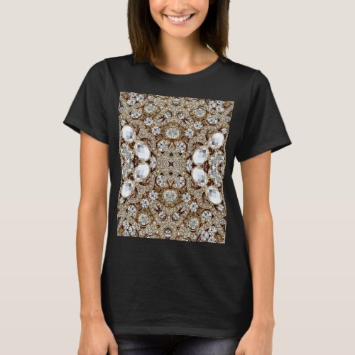  Art Deco Glamorous Vintage Fashion Beige Gold  T_Shirt