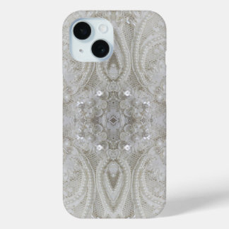 Art Deco Glamorous Vintage Fashion beige White iPhone 15 Case