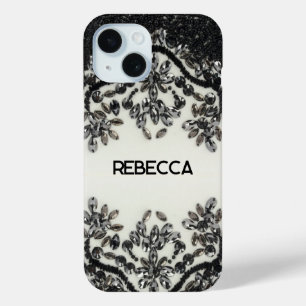Art Deco Glamorous Vintage Fashion Black White iPhone 15 Case