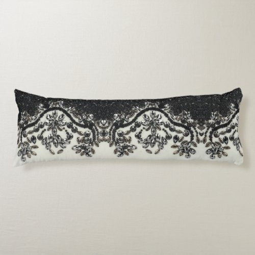  Art Deco Glamorous Vintage Fashion Black White Fl Body Pillow