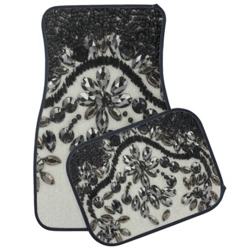  Art Deco Glamorous Vintage Fashion Black White Fl Car Floor Mat