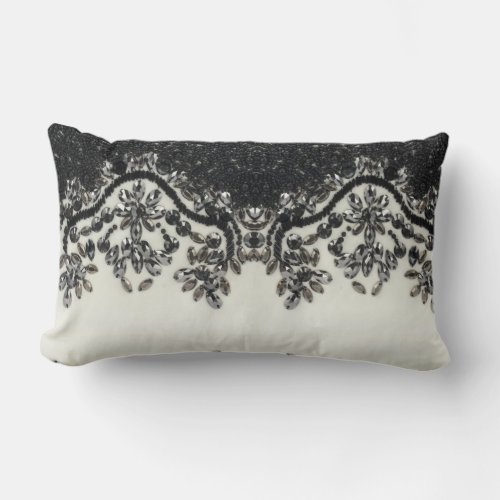  Art Deco Glamorous Vintage Fashion Black White Fl Lumbar Pillow