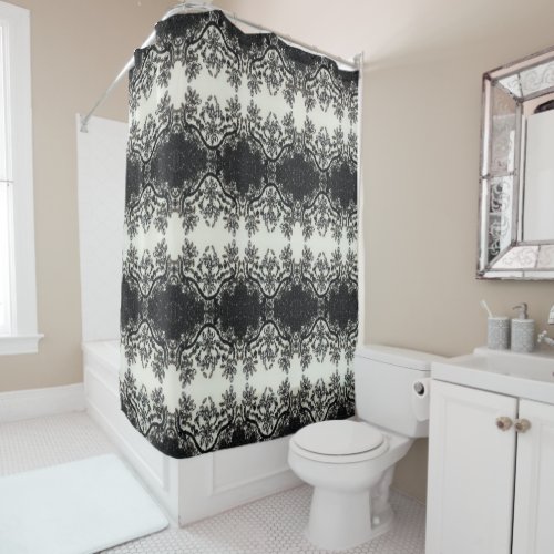  Art Deco Glamorous Vintage Fashion Black White Fl Shower Curtain