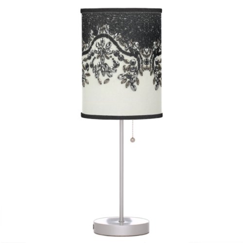  Art Deco Glamorous Vintage Fashion Black White Fl Table Lamp