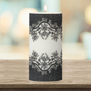 Art Deco Glamorous Vintage Fashion Black White Pillar Candle