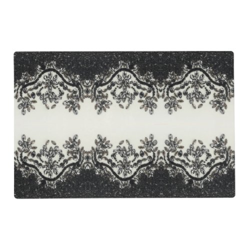  Art Deco Glamorous Vintage Fashion Black White  Placemat