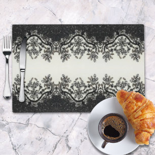 Art Deco Glamorous Vintage Fashion Black White Placemat