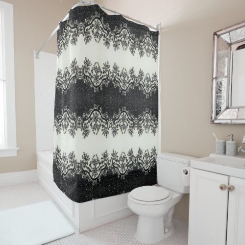  Art Deco Glamorous Vintage Fashion Black White  Shower Curtain