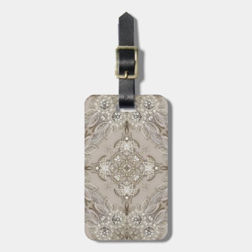 Art Deco Glamorous Vintage Fashion Gray Beige Luggage Tag