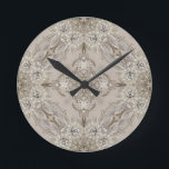 Art Deco Glamorous Vintage Fashion Gray Beige  Round Clock<br><div class="desc">Art Deco Glamorous Vintage Fashion Gray Beige home decorations,  The rhinestone design details are simulated in the artwork. No actual rhinestones will be used in the making of this product.</div>