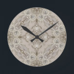 Art Deco Glamorous Vintage Fashion Gray Beige  Round Clock<br><div class="desc">Art Deco Glamorous Vintage Fashion Gray Beige home decorations,  The rhinestone design details are simulated in the artwork. No actual rhinestones will be used in the making of this product.</div>