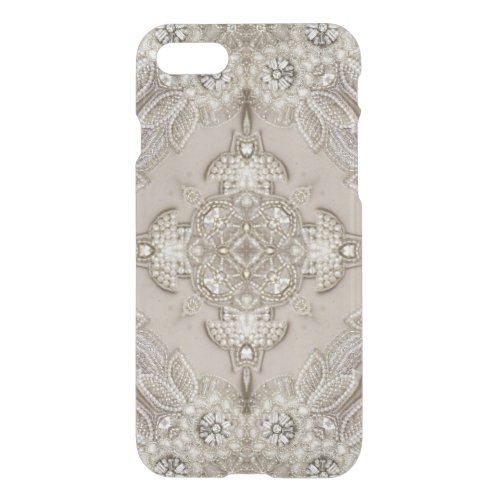  Art Deco Glamorous Vintage Fashion Gray Beige iPhone SE87 Case