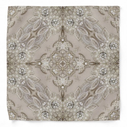  Art Deco Glamorous Vintage Fashion Grey Beige Bandana