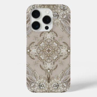 Art Deco Glamorous Vintage Fashion Grey Beige iPhone 15 Pro Case