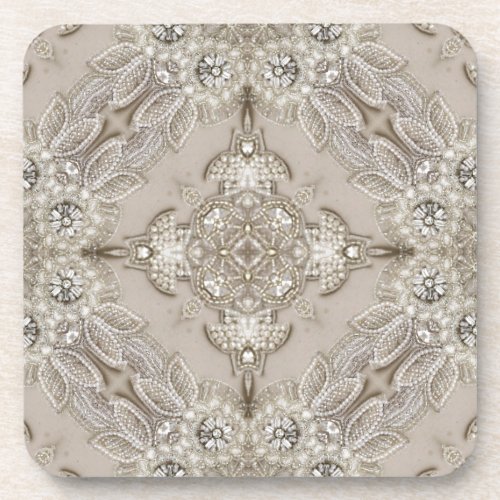 Art Deco Glamorous Vintage Fashion Grey Beige  Coaster