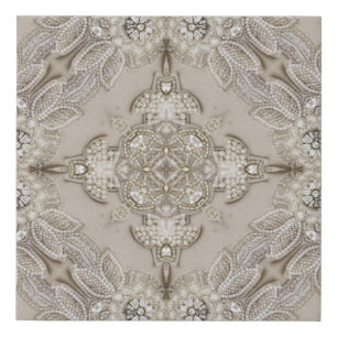 Art Deco Glamorous Vintage Fashion Grey Beige Faux Canvas Print