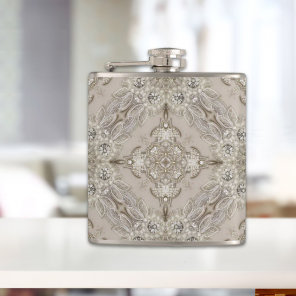 Art Deco Glamorous Vintage Fashion Grey Beige Flask