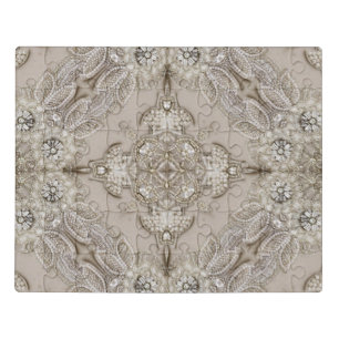   Art Deco Glamorous Vintage Fashion Grey Beige Jigsaw Puzzle
