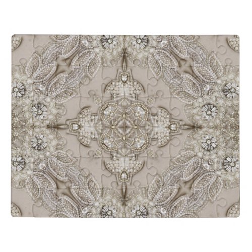   Art Deco Glamorous Vintage Fashion Grey Beige Jigsaw Puzzle