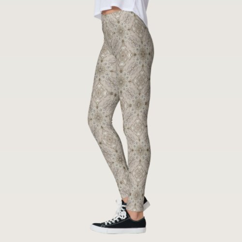  Art Deco Glamorous Vintage Fashion Grey Beige Leggings