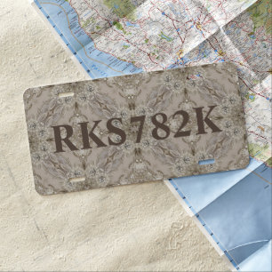 Art Deco Glamorous Vintage Fashion Grey Beige License Plate