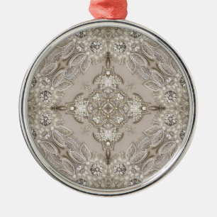 Art Deco Glamorous Vintage Fashion Grey Beige Metal Ornament
