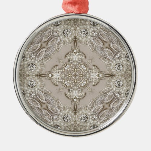 Art Deco Glamorous Vintage Fashion Grey Beige  Metal Ornament