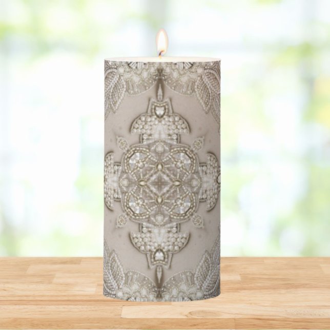   Art Deco Glamorous Vintage Fashion Grey Beige Pillar Candle (Art Deco Glamorous Vintage Fashion Grey Beige Pillar Candle)